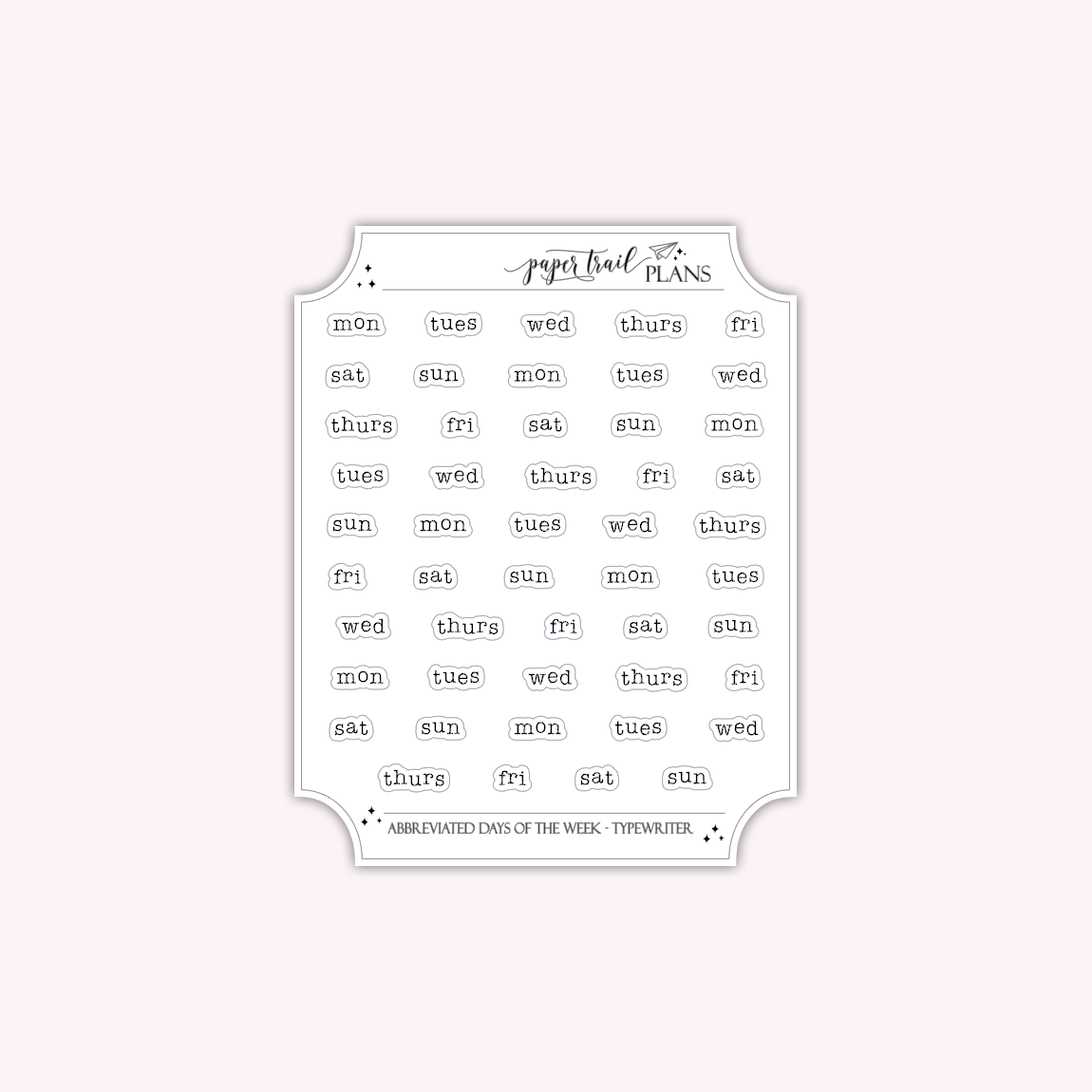 Abbreviated Days of the Week - Typewriter