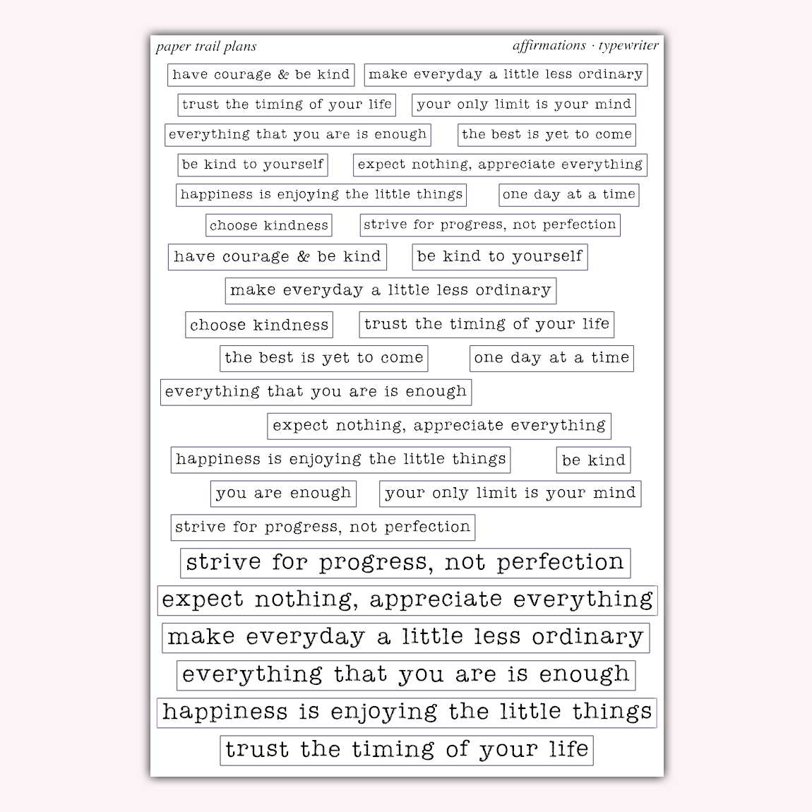 Affirmations - Typewriter