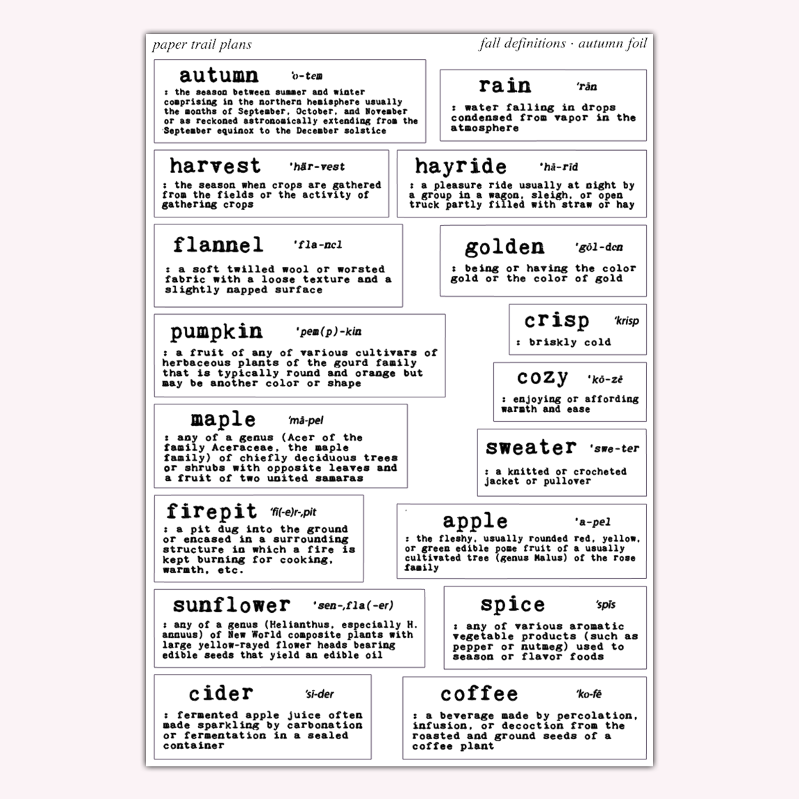 Fall Definitions