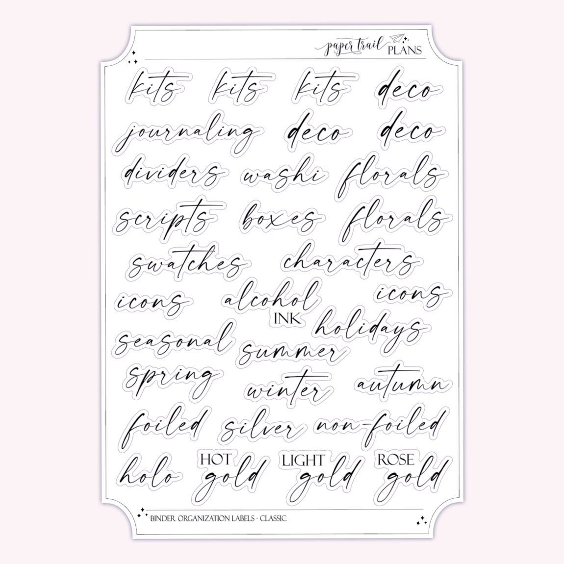 Binder Organization Labels