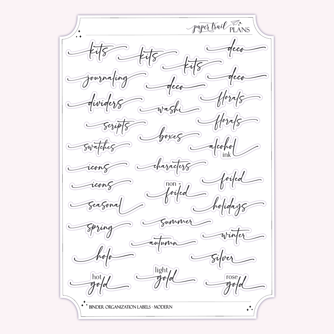 Binder Organization Labels