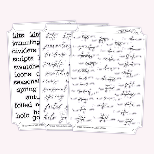 Binder Organization Labels