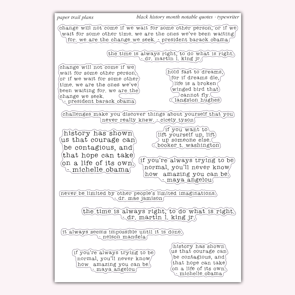 Black History Month - Notable Quotes - Typewriter