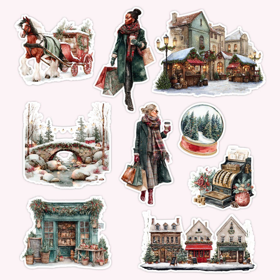 Christmas Village Die Cut Sticker Set
