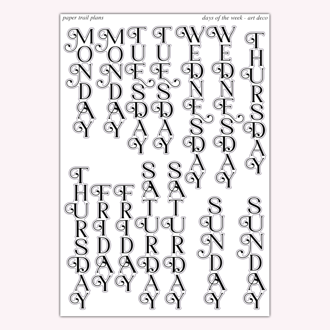 Days Of The Week - Art Deco