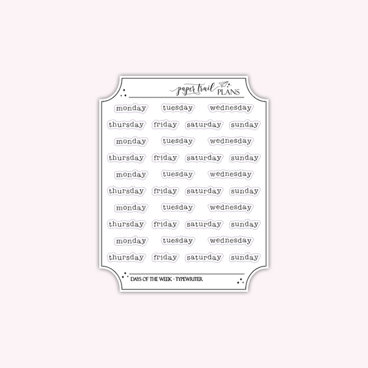 Days of the Week - Typewriter