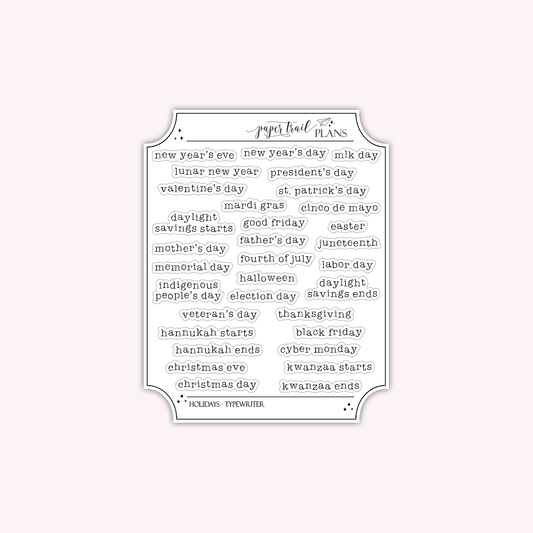 Holidays - Typewriter