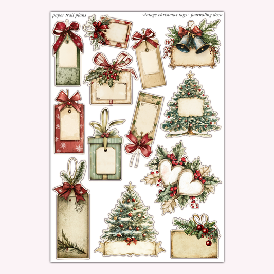Journaling Deco - Vintage Christmas Tags
