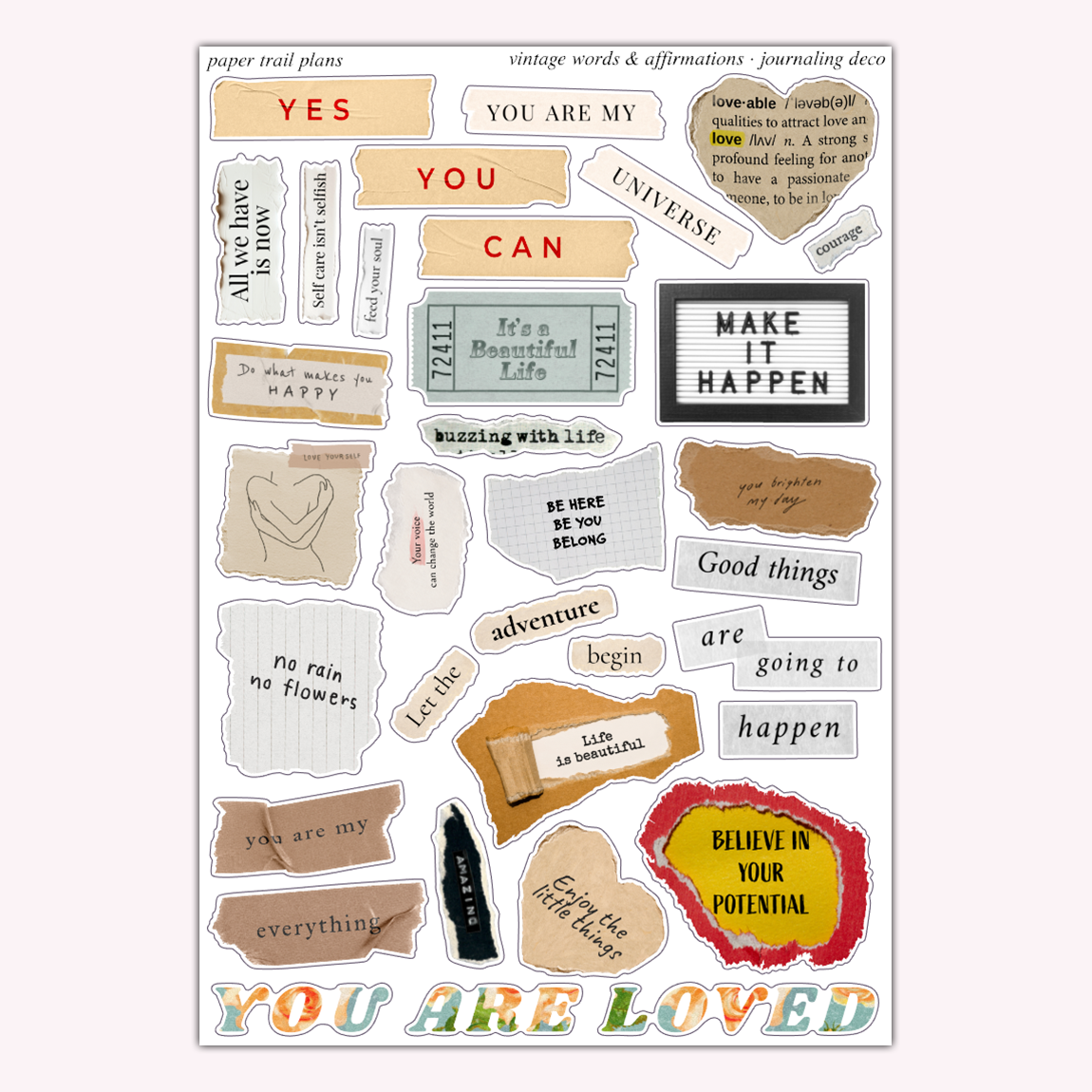 Journaling Deco - Vintage Words & Affirmations