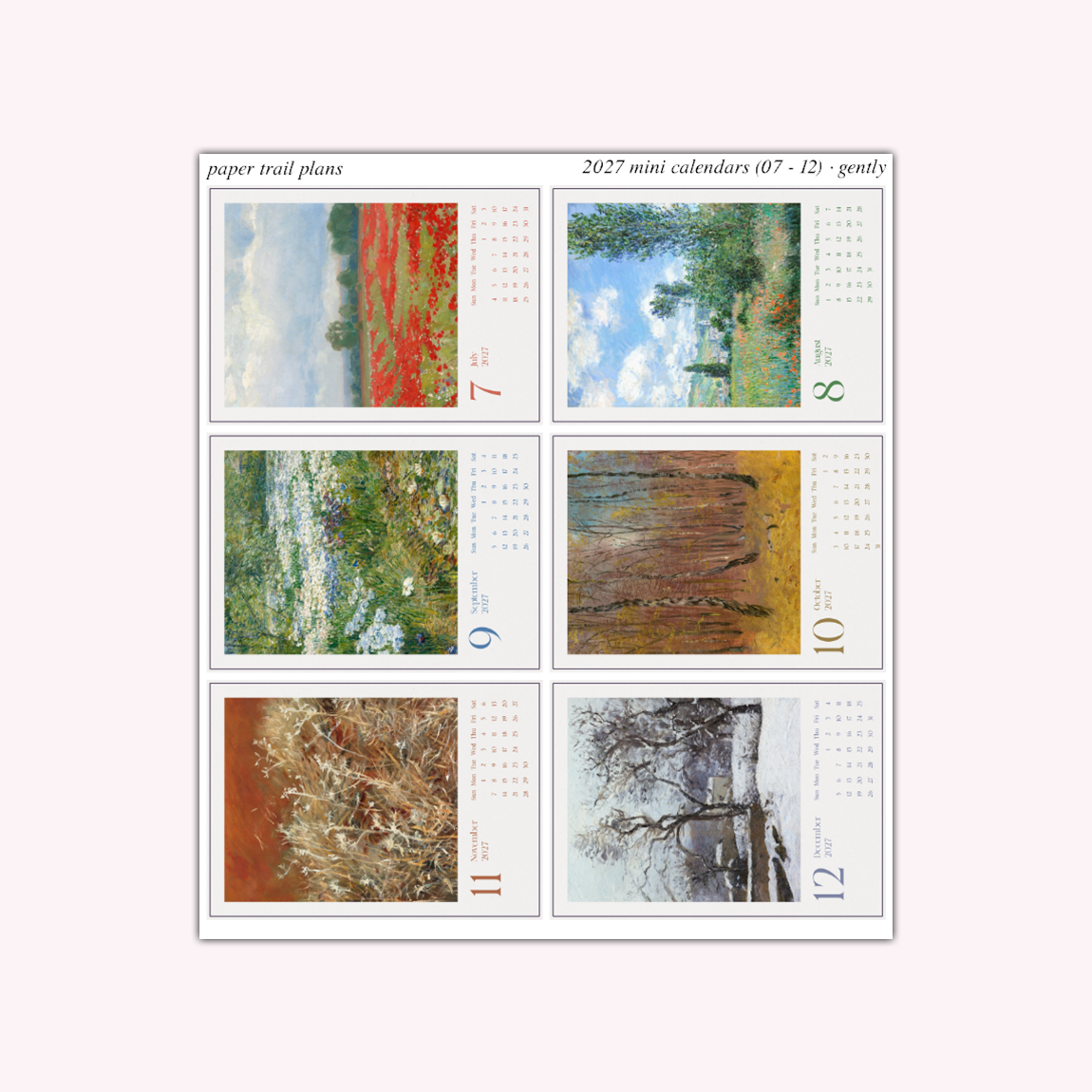 Gently - 2027 Mini Calendars