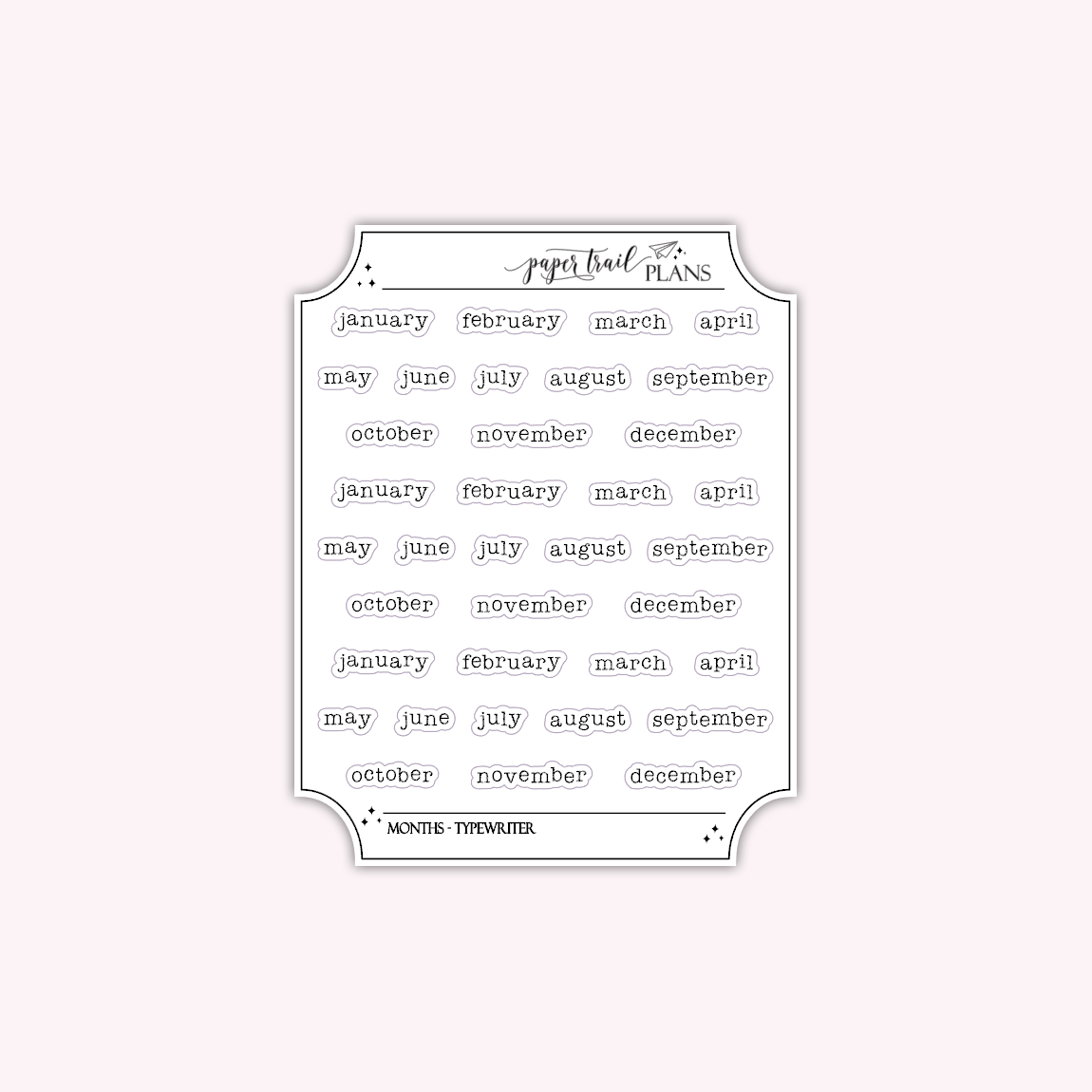 Months - Typewriter