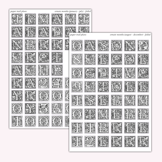 Ornate Months - Foiled