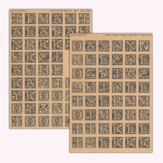 Ornate Months - Kraft Paper