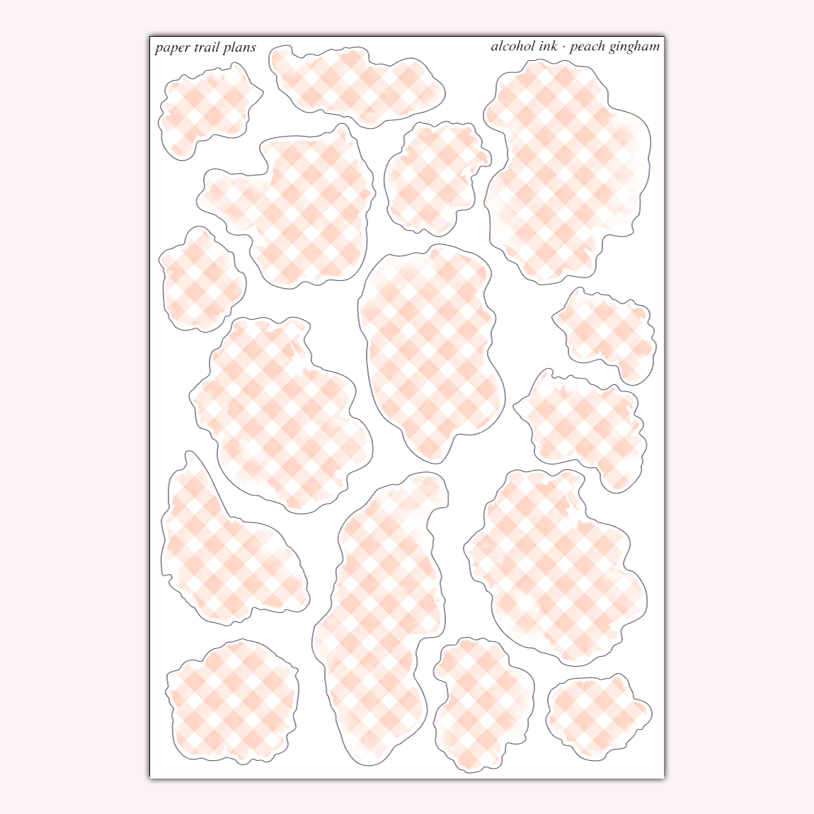 Peach Gingham Alcohol Ink