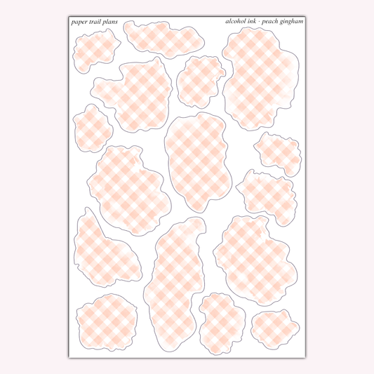 Peach Gingham Alcohol Ink