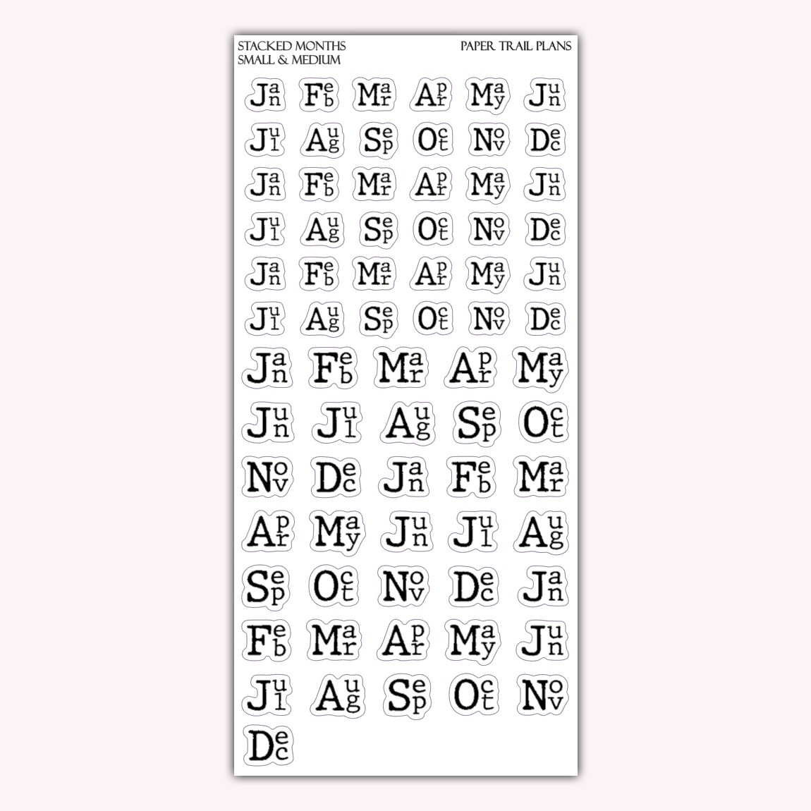 Stacked Months - Small & Medium