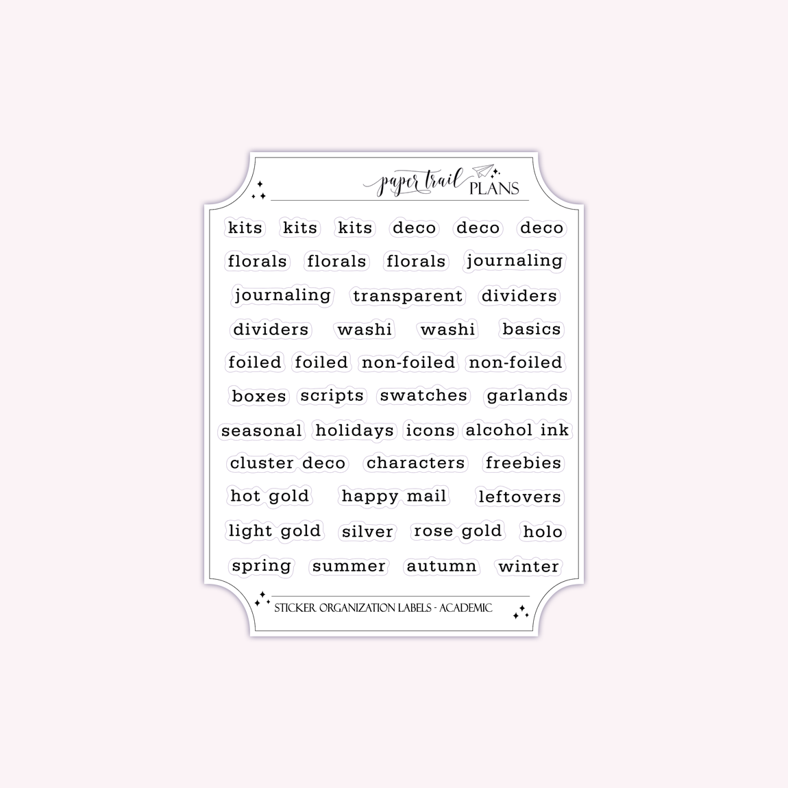 Sticker Organization Labels