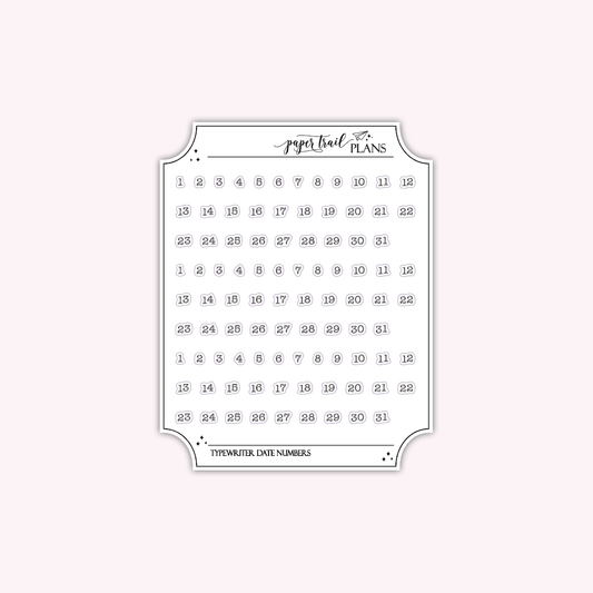 Date Numbers - Typewriter