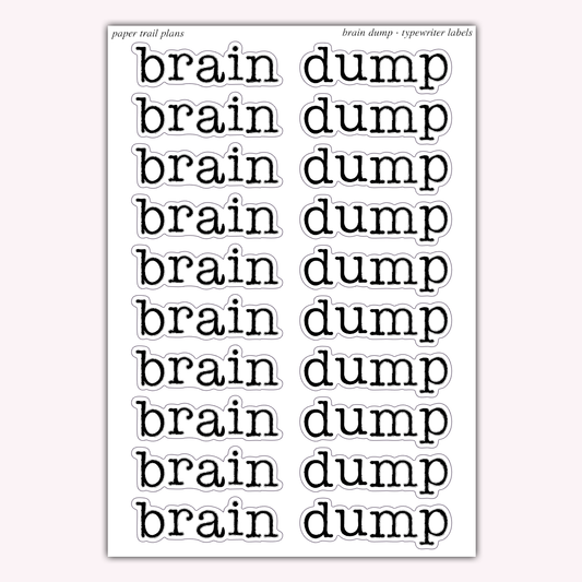 Typewriter Labels - Brain Dump