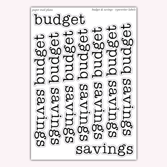 Typewriter Labels - Budget & Savings