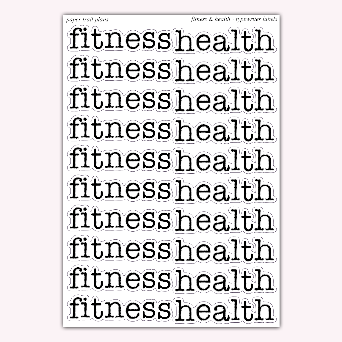 Typewriter Labels - Fitness & Health