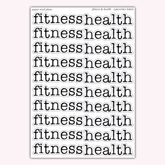 Typewriter Labels - Fitness & Health