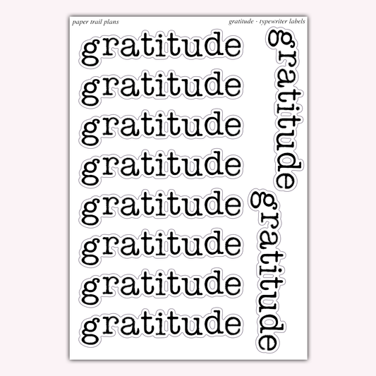 Typewriter Labels - Gratitude