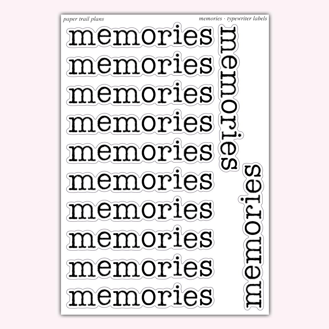 Typewriter Labels - Memories