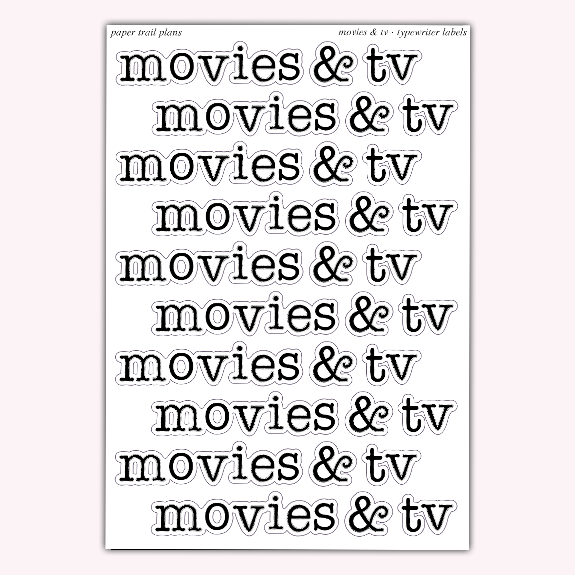 Typewriter Labels - Movies & TV