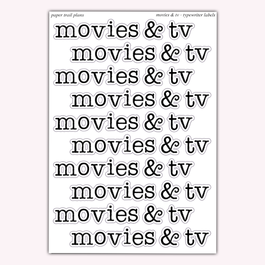 Typewriter Labels - Movies & TV