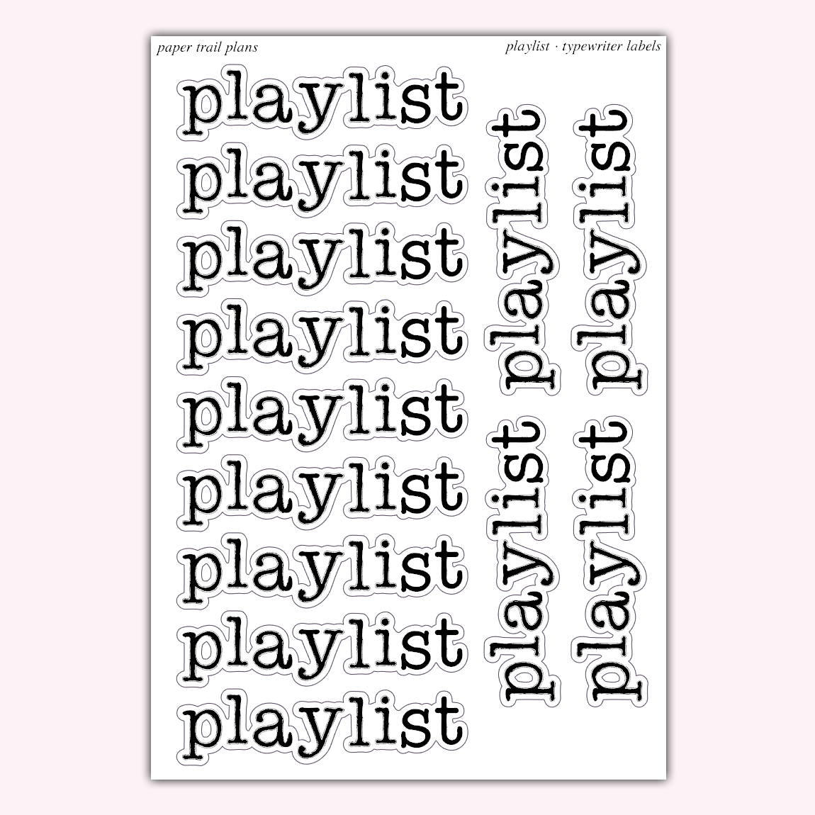 Typewriter Labels - Playlist