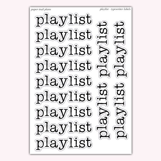 Typewriter Labels - Playlist