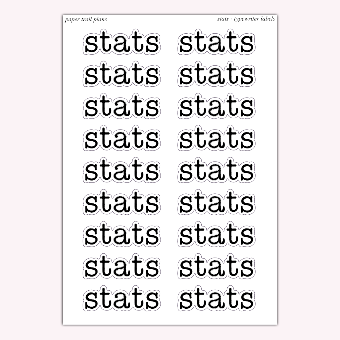 Typewriter Labels - Stats