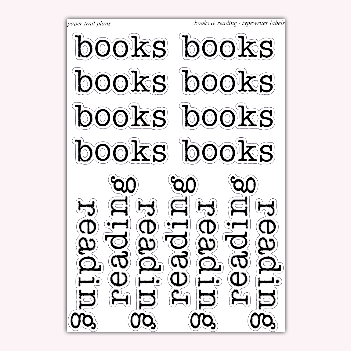 Typewriter Labels - Books & Reading