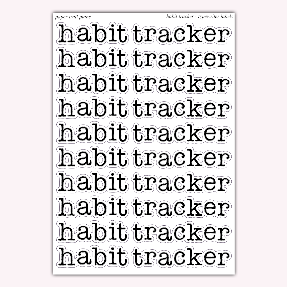 Typewriter Labels - Habit Tracker