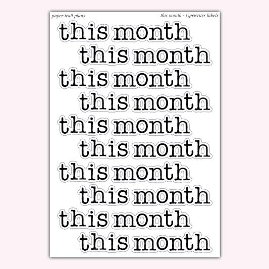 Typewriter Labels - This Month