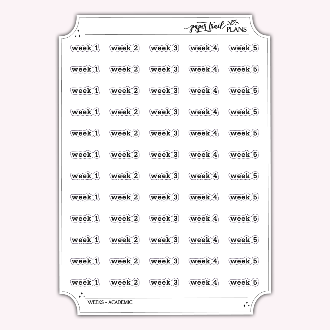Weeks 1 - 5 Organizational Labels