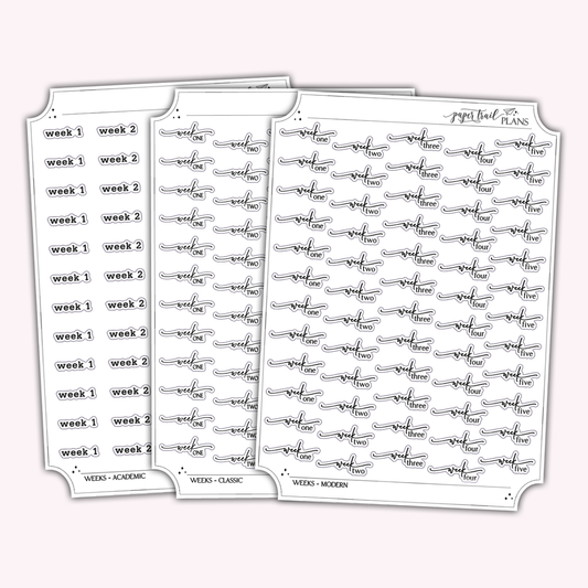 Weeks 1 - 5 Organizational Labels