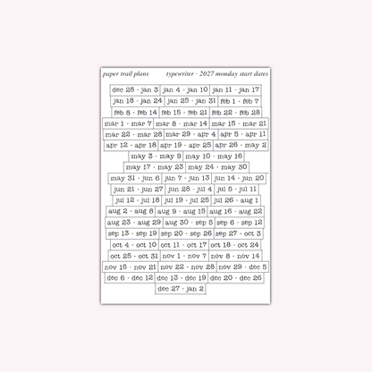 2027 Dates - Typewriter