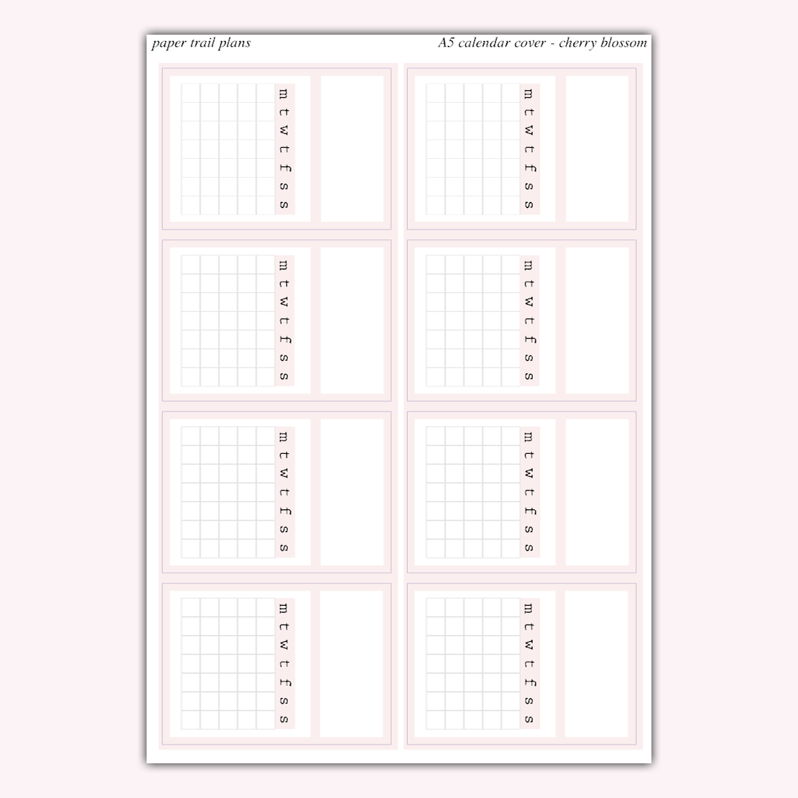 A5 Calendar Covers