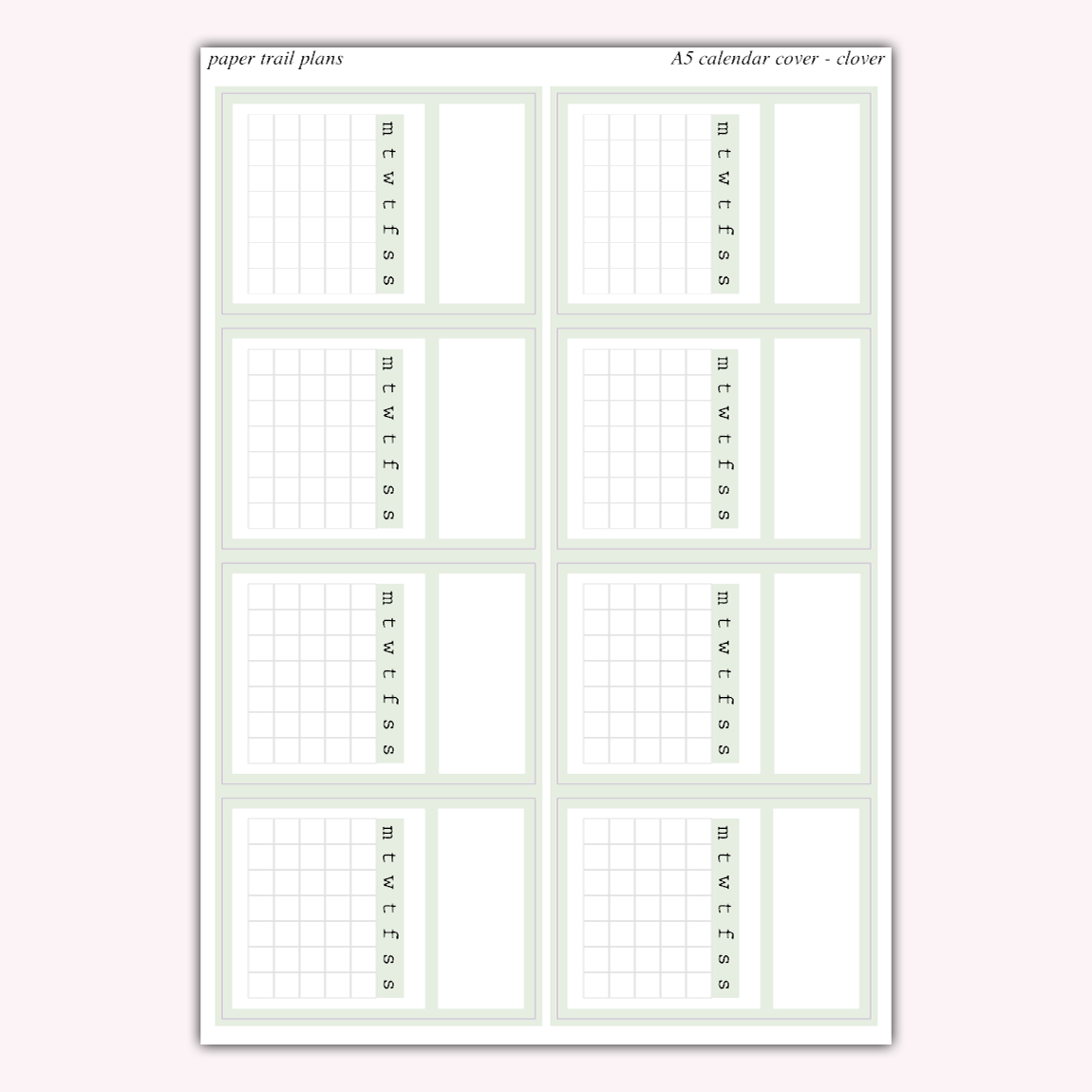 A5 Calendar Covers