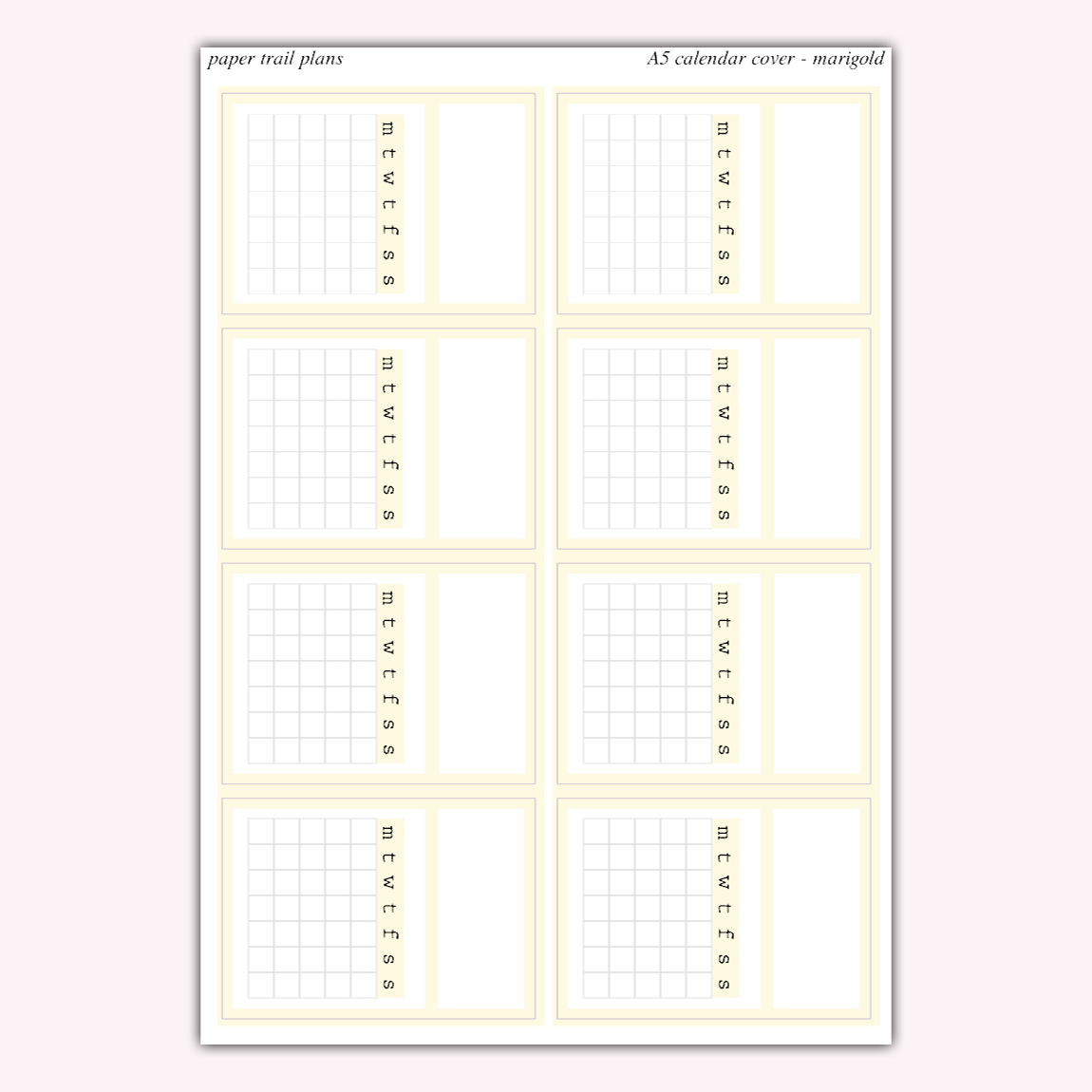 A5 Calendar Covers