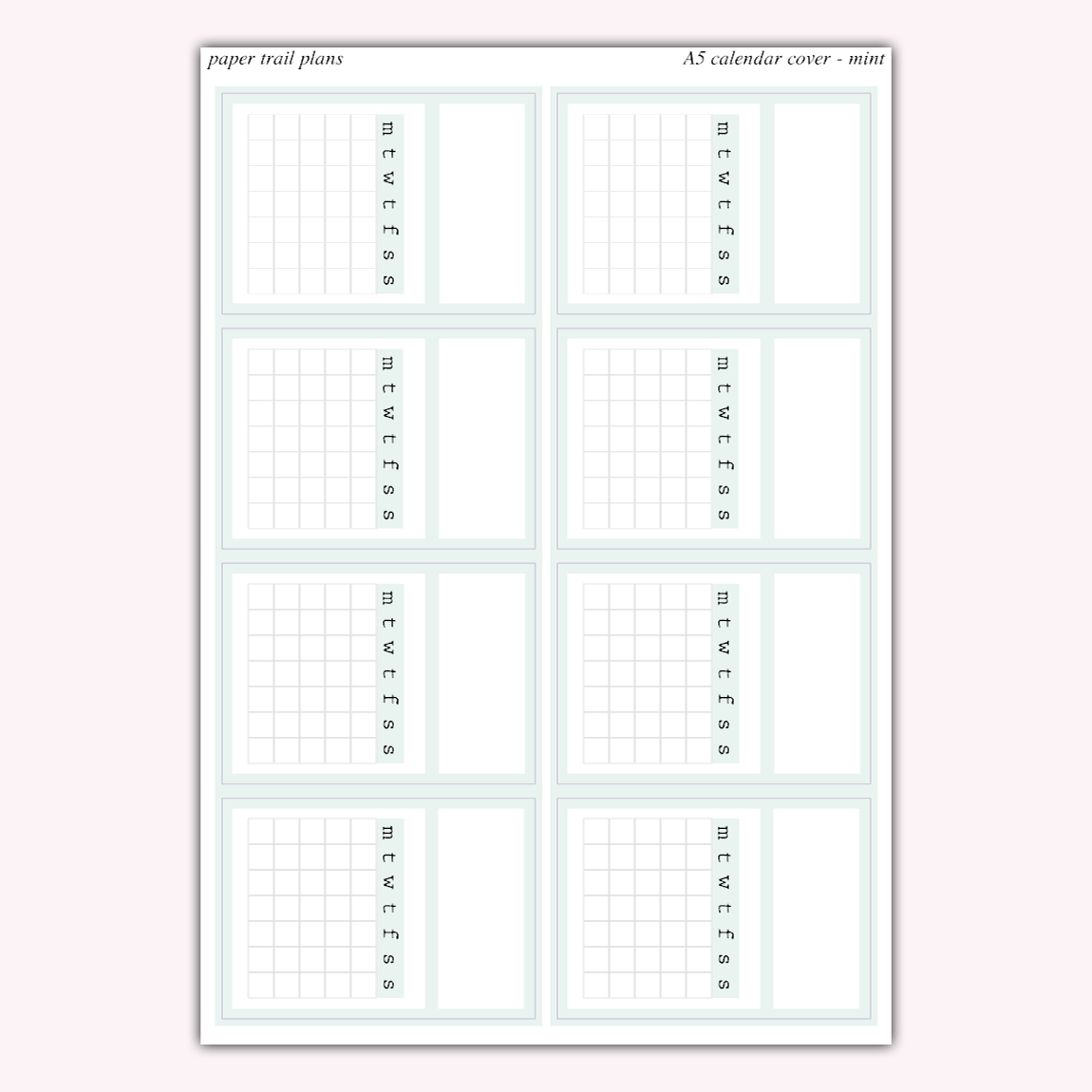 A5 Calendar Covers