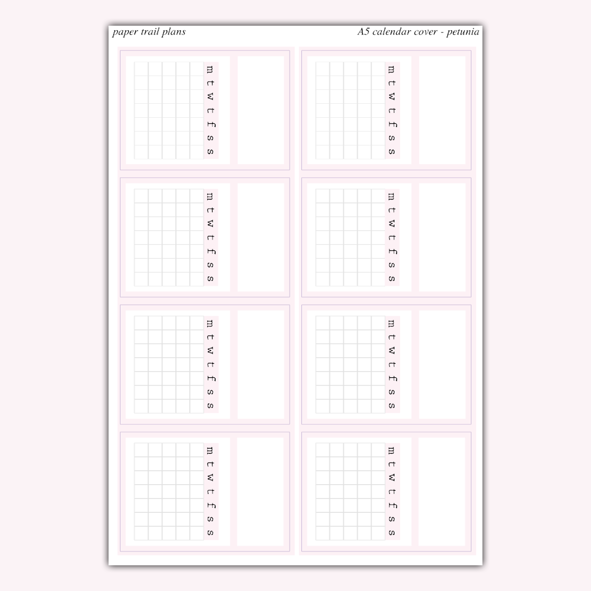 A5 Calendar Covers