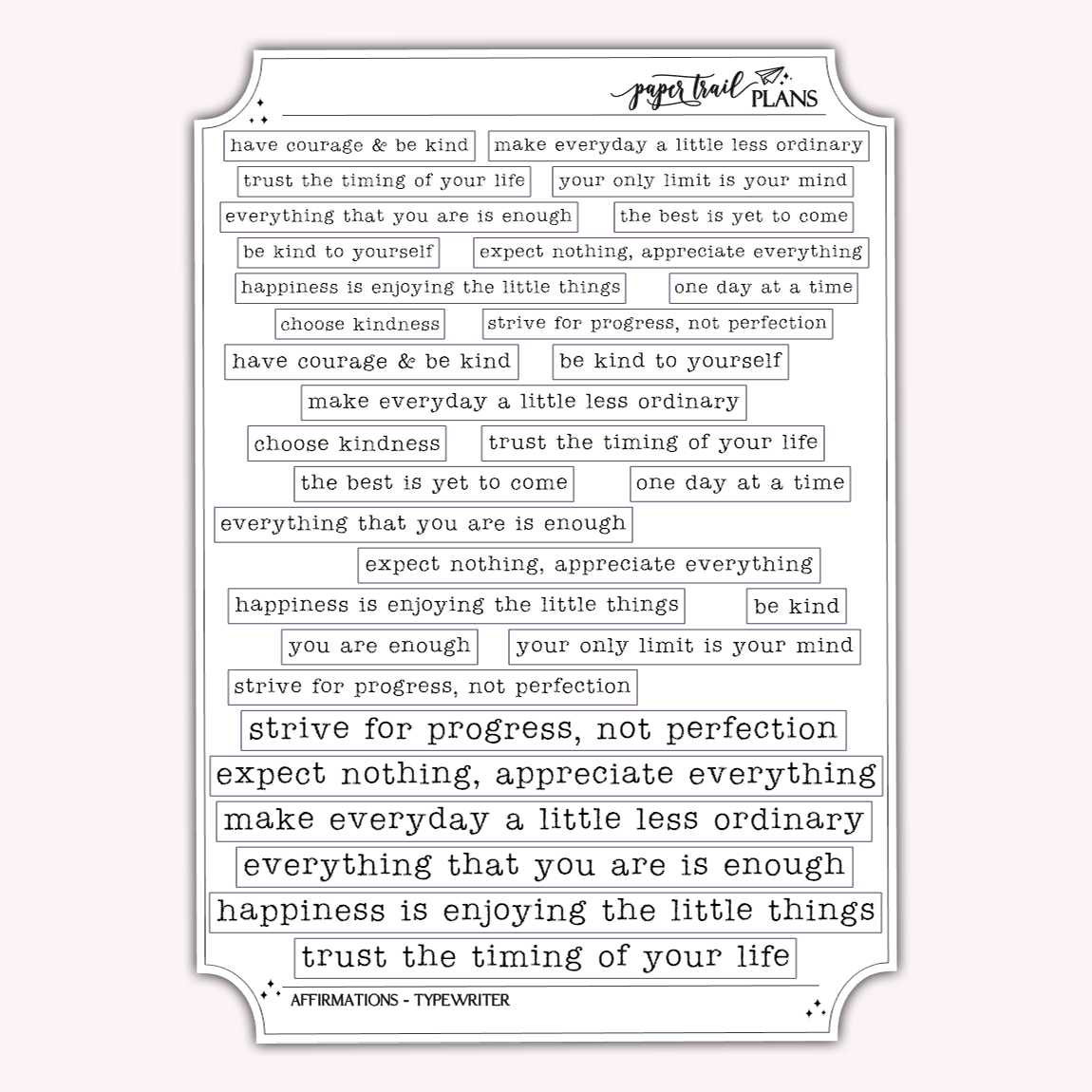 Affirmations - Typewriter