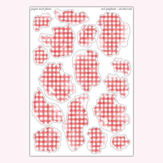 Alcohol Ink - Red Gingham