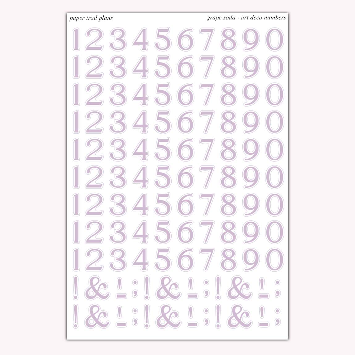 Art Deco Numbers - Summer '26 Palette