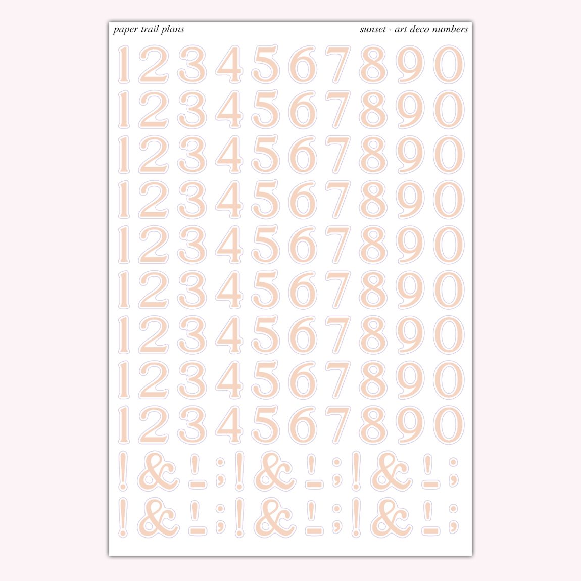 Art Deco Numbers - Summer '26 Palette