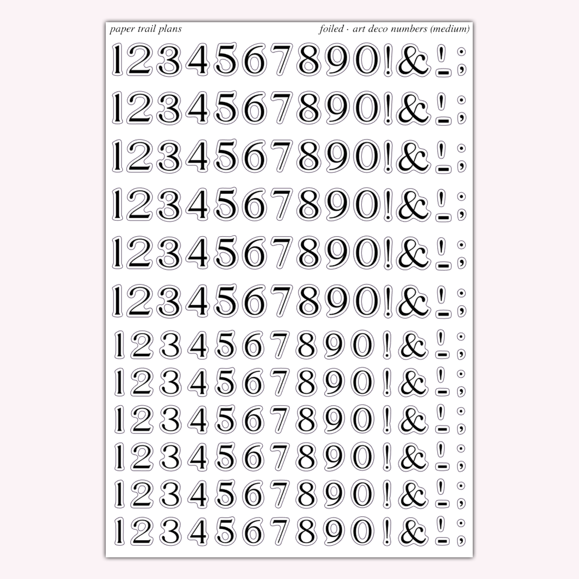 Art Deco Numbers (Medium) - Foiled