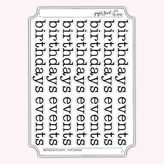 Birthdays & Events - Typewriter